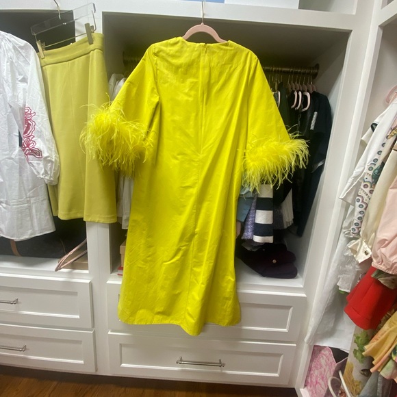Tuckernuck Yellow Feather-Cuff A-Line Dress - Picture 4 of 5